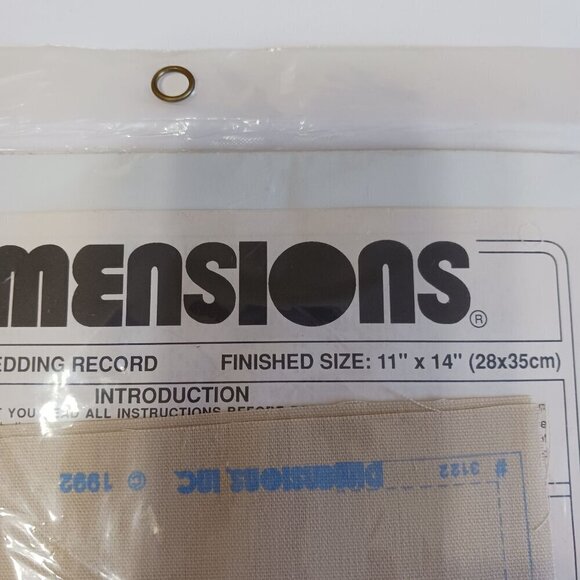 Dimensions Stamped Cross Stitch Kit 3122 Two Hearts Wedding Record Floral VTG - Picture 7 of 7